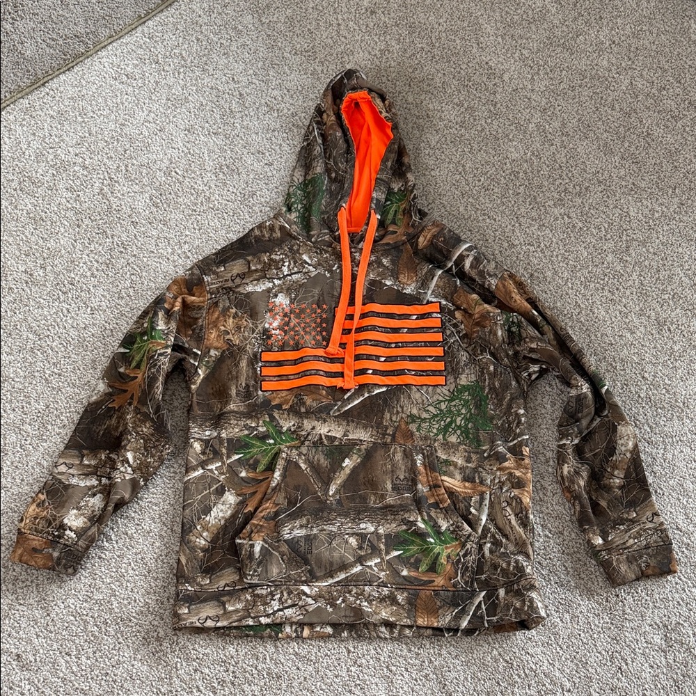 Realtree Camouflage Hoodie with Orange Lining
